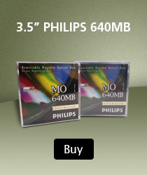 Philips 3.5 inch 640MB MO disk, lifetime warranty, in stock and ships today.