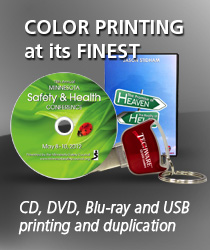 CD, DVD, Blu-ray and USB printing and duplication services.